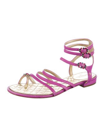 Chanel Interlocking CC Logo Leather Gladiator Sandals