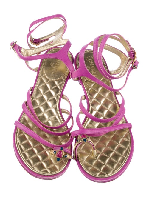 Chanel Interlocking CC Logo Leather Gladiator Sandals