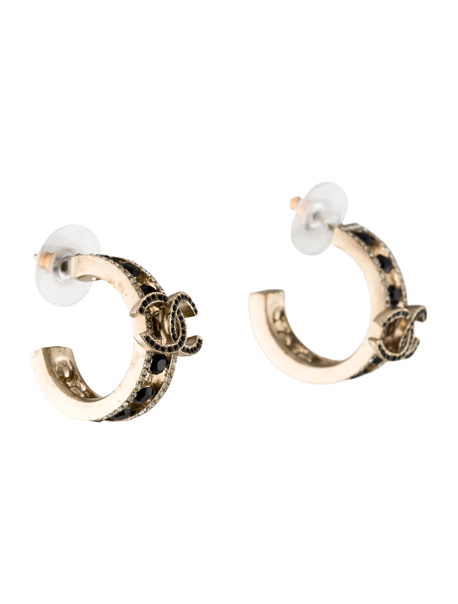 Chanel Strass CC Hoop Earrings