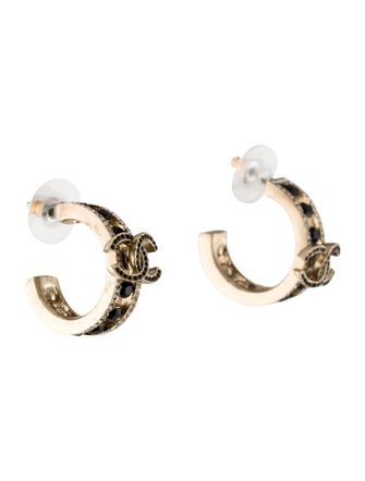 Chanel Strass CC Hoop Earrings