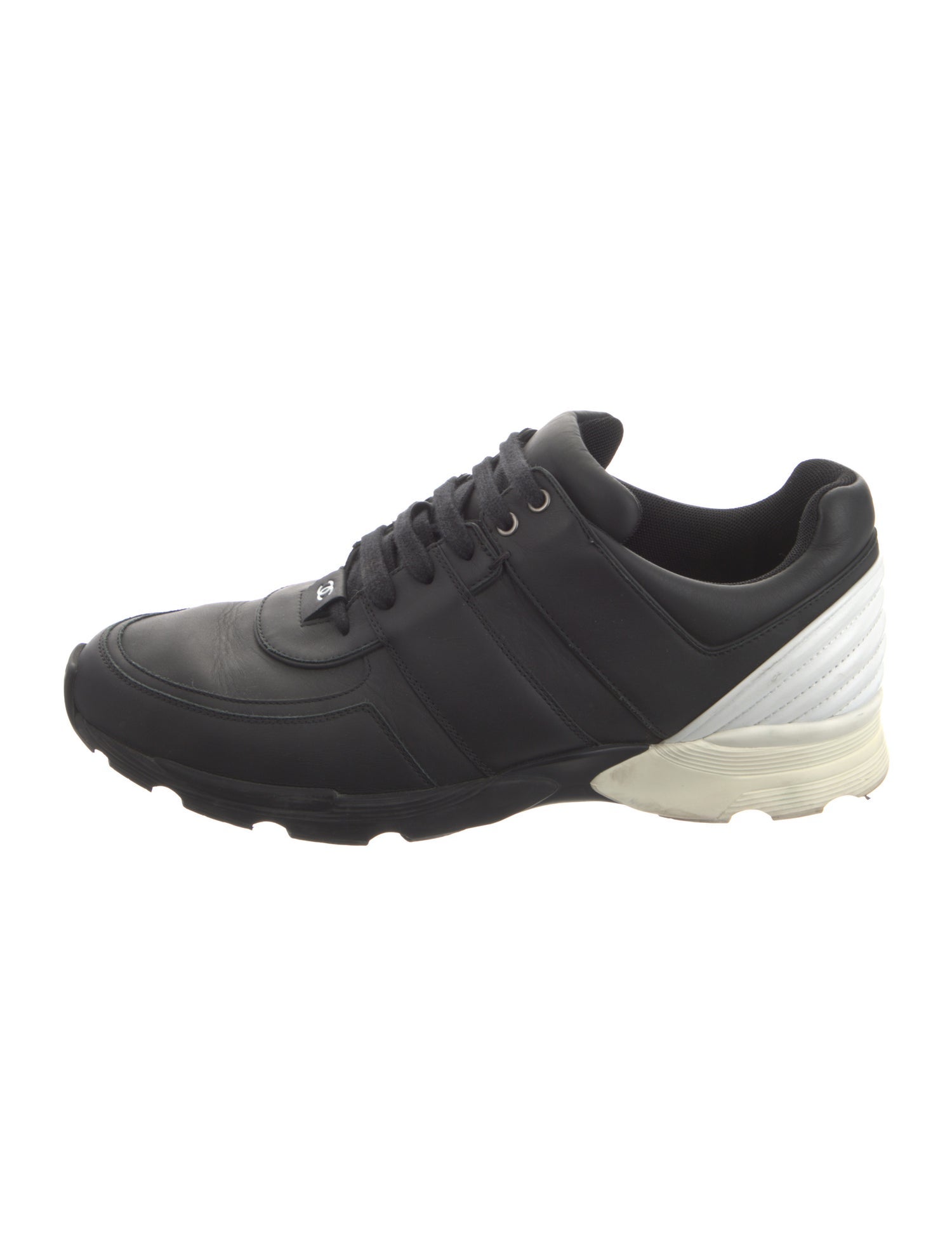 Chanel Interlocking CC Logo Leather Athletic Sneakers