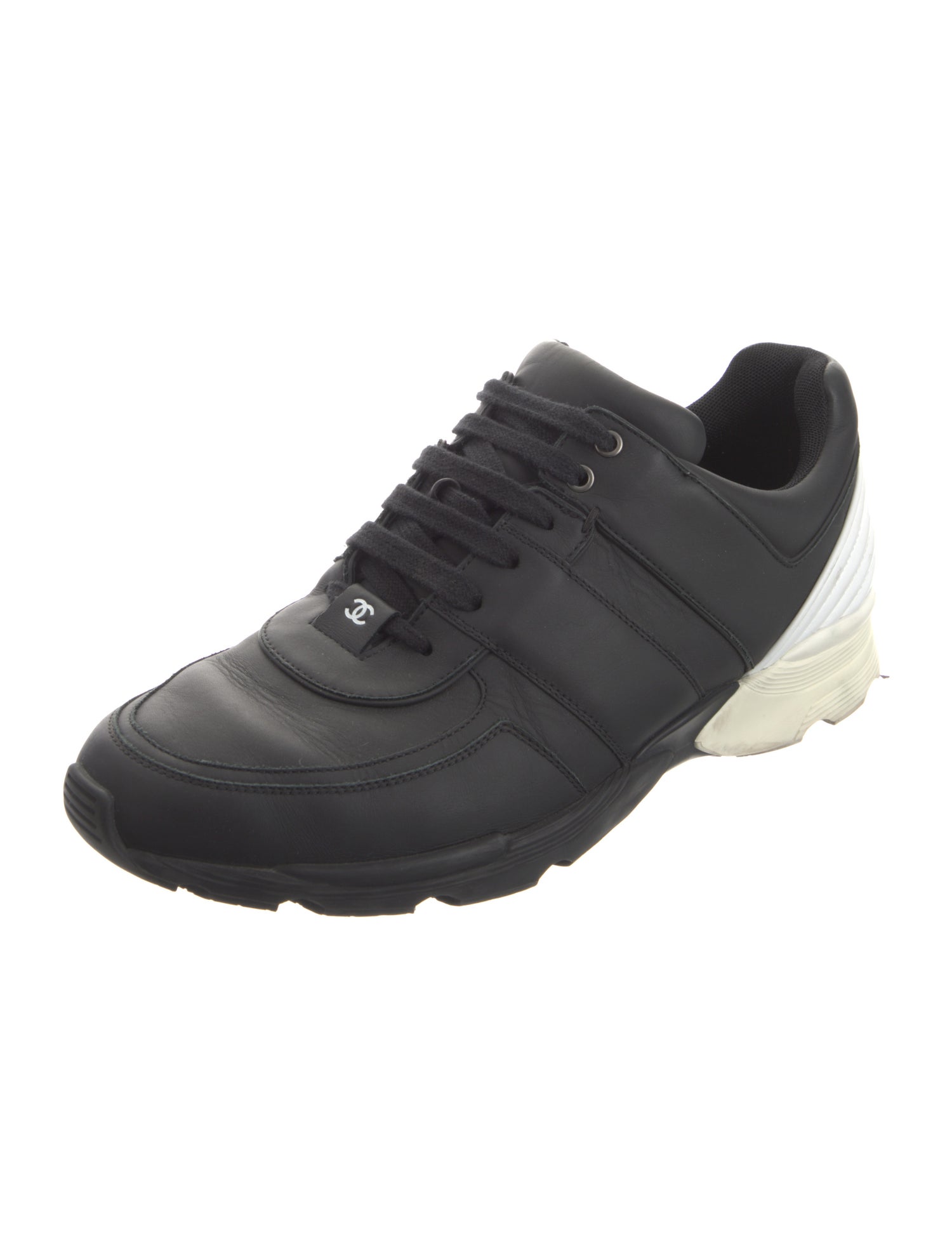 Chanel Interlocking CC Logo Leather Athletic Sneakers
