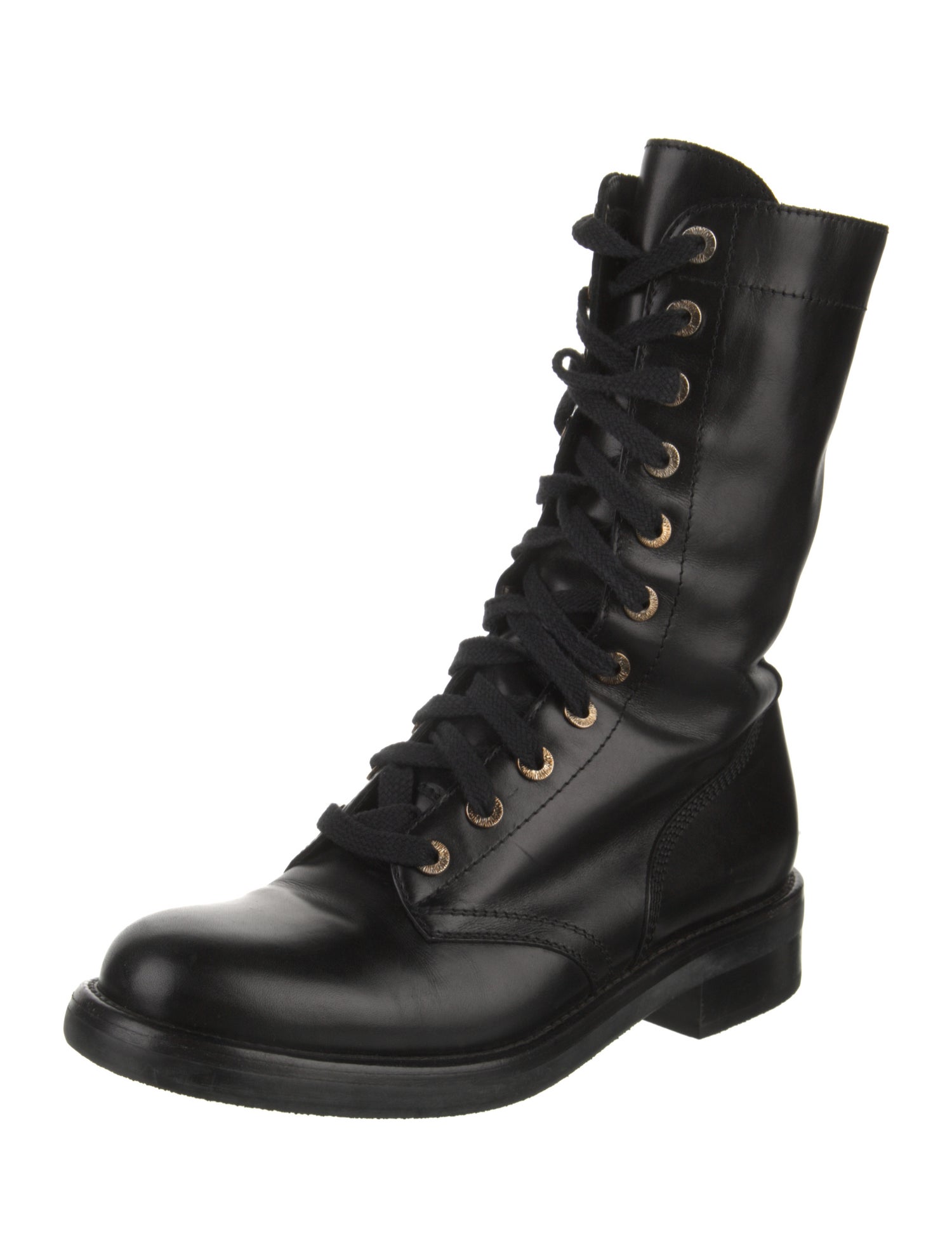 Chanel 2013 Interlocking CC Logo Combat Boots