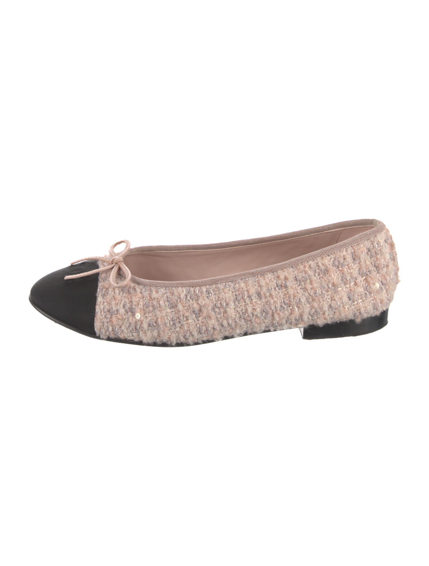 Chanel Interlocking CC Logo Tweed Ballet Flats