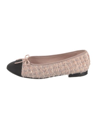 Chanel Interlocking CC Logo Tweed Ballet Flats