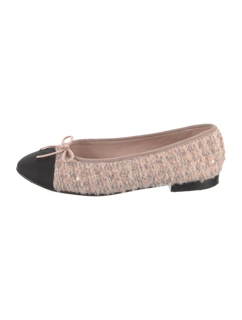 Chanel Interlocking CC Logo Tweed Ballet Flats