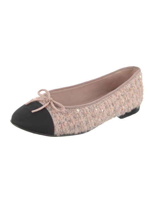 Chanel Interlocking CC Logo Tweed Ballet Flats