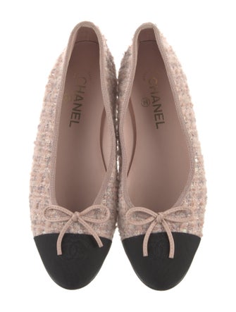 Chanel Interlocking CC Logo Tweed Ballet Flats