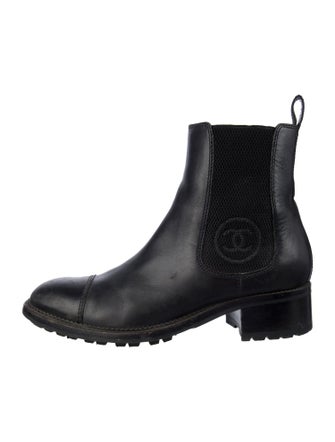 Chanel Interlocking CC Logo Leather Chelsea Boots