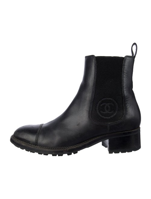Chanel Interlocking CC Logo Leather Chelsea Boots