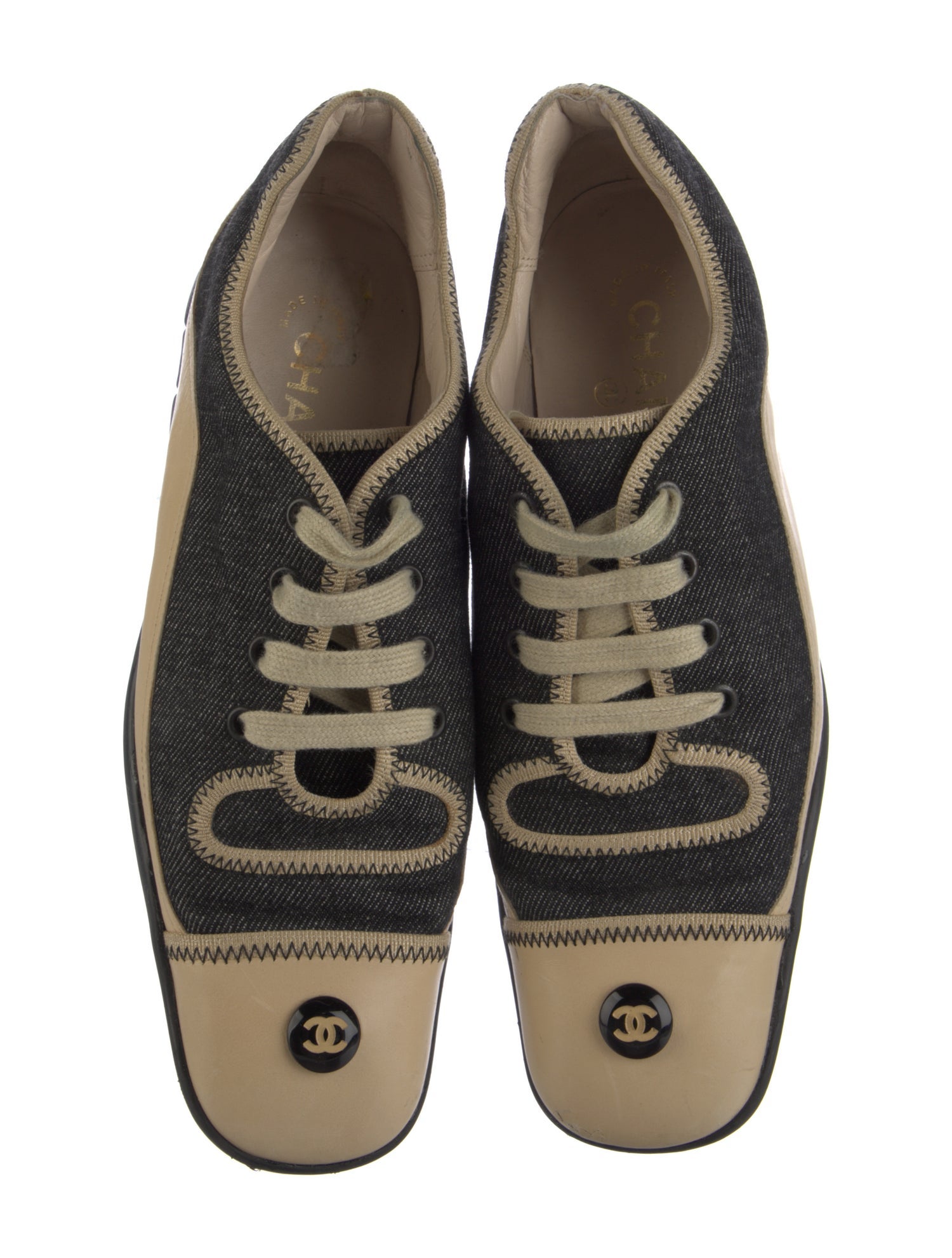 Chanel Interlocking CC Logo Denim Sneakers