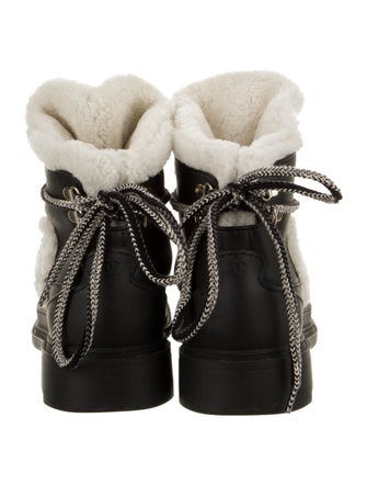 Chanel Interlocking CC Logo Leather Lace-Up Boots