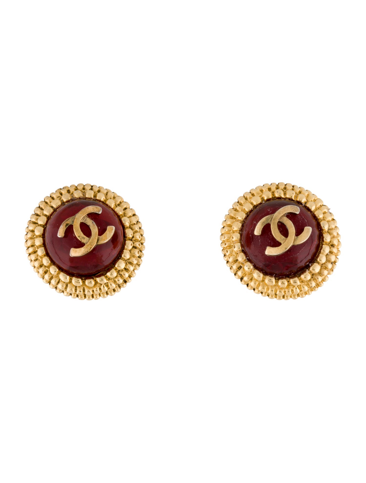 Chanel Vintage Gripoix CC Clip-On Earrings