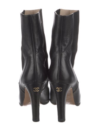 Chanel Interlocking CC Logo Leather Sock Boots