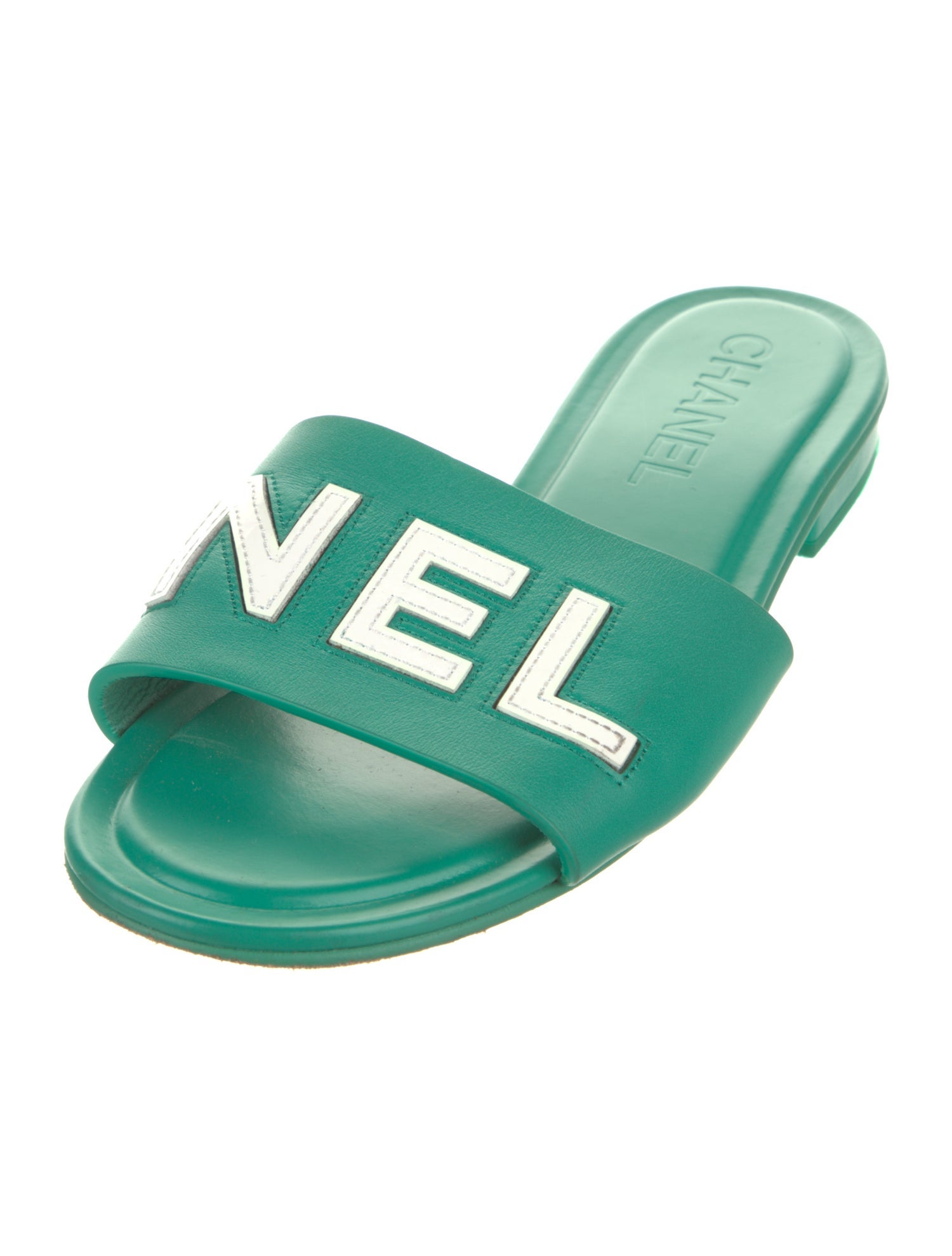 Chanel Leather Printed Slides
