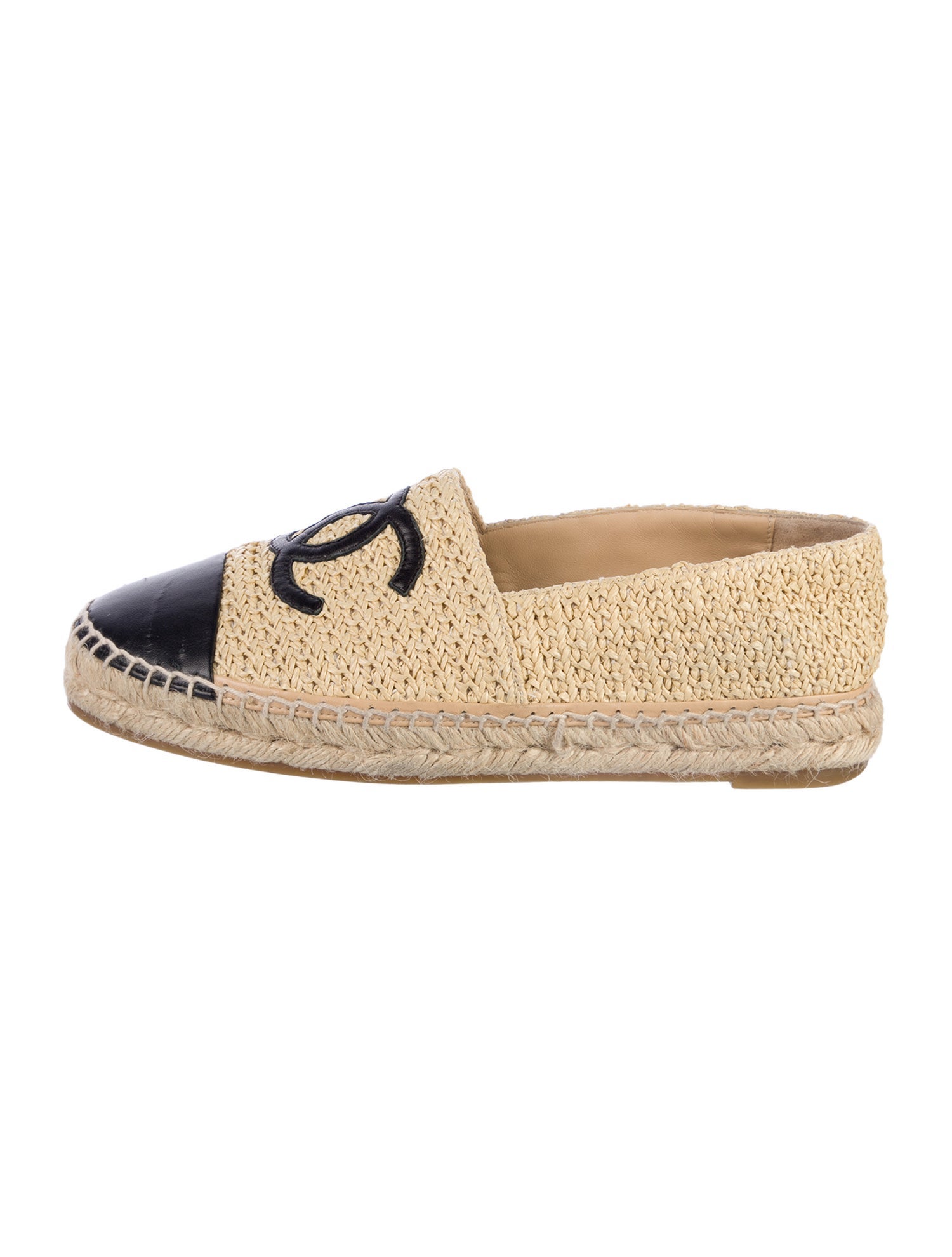 Chanel Interlocking CC Logo Raffia Espadrilles