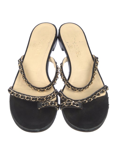 Chanel Interlocking CC Logo Leather Slides