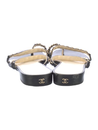 Chanel Interlocking CC Logo Leather Slides