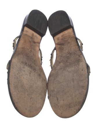 Chanel Interlocking CC Logo Leather Slides