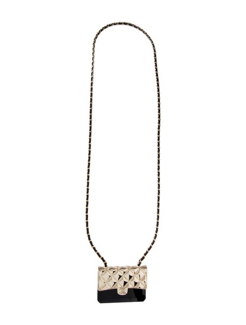 Chanel 2022 Leather & Resin CC Card Holder Long Necklace
