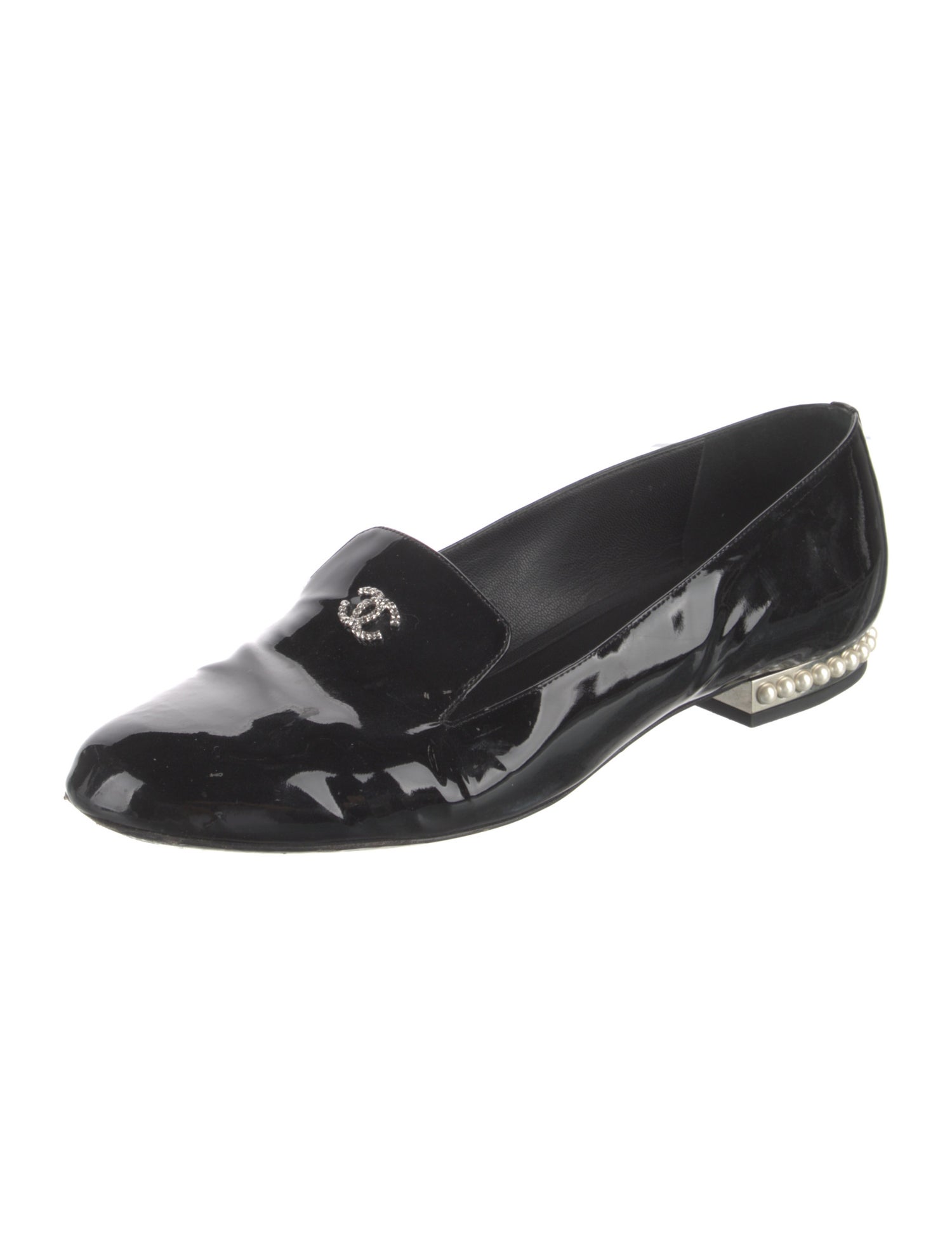 Chanel Interlocking CC Logo Patent Leather Loafers