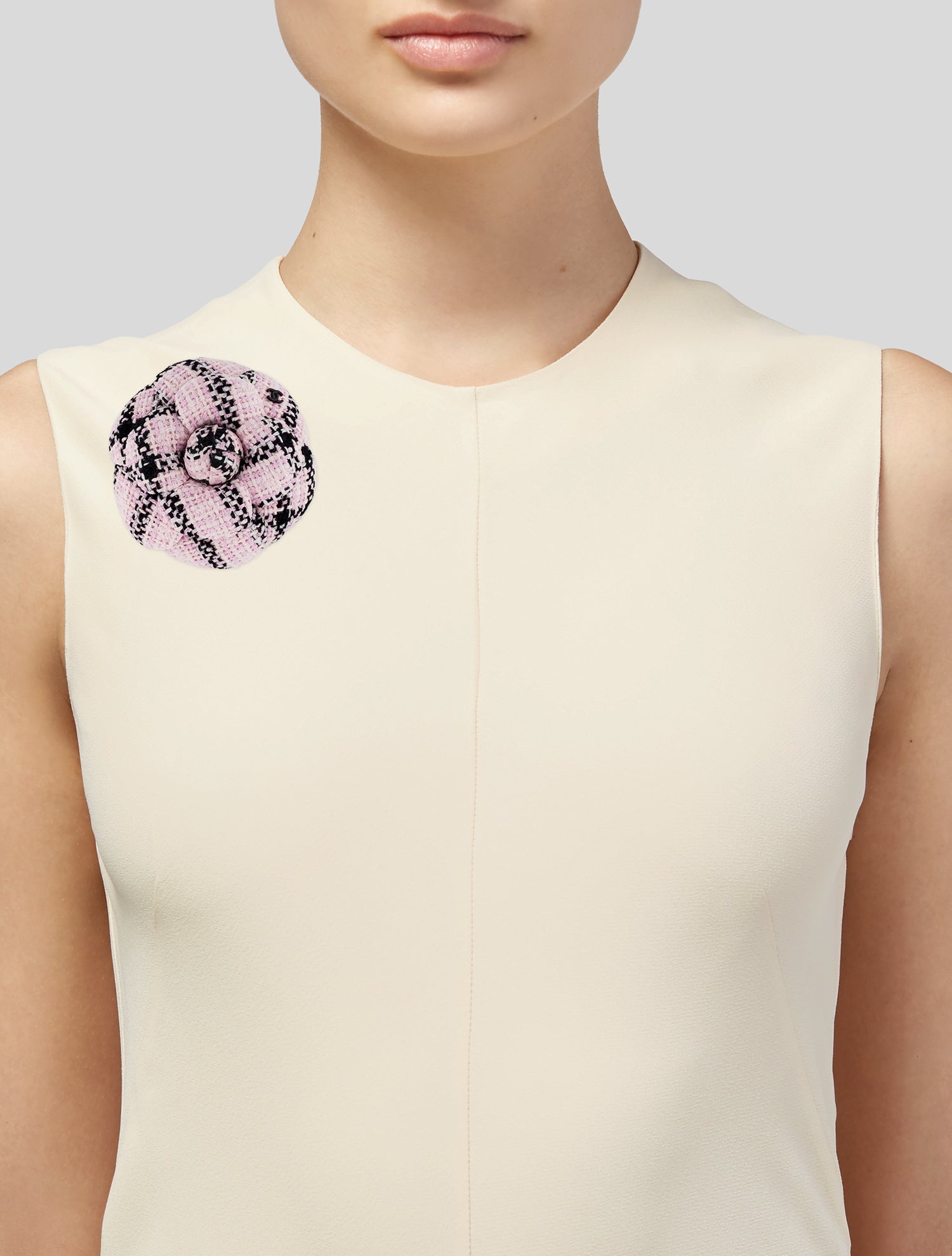 Chanel 2025 Tweed Camellia Brooch