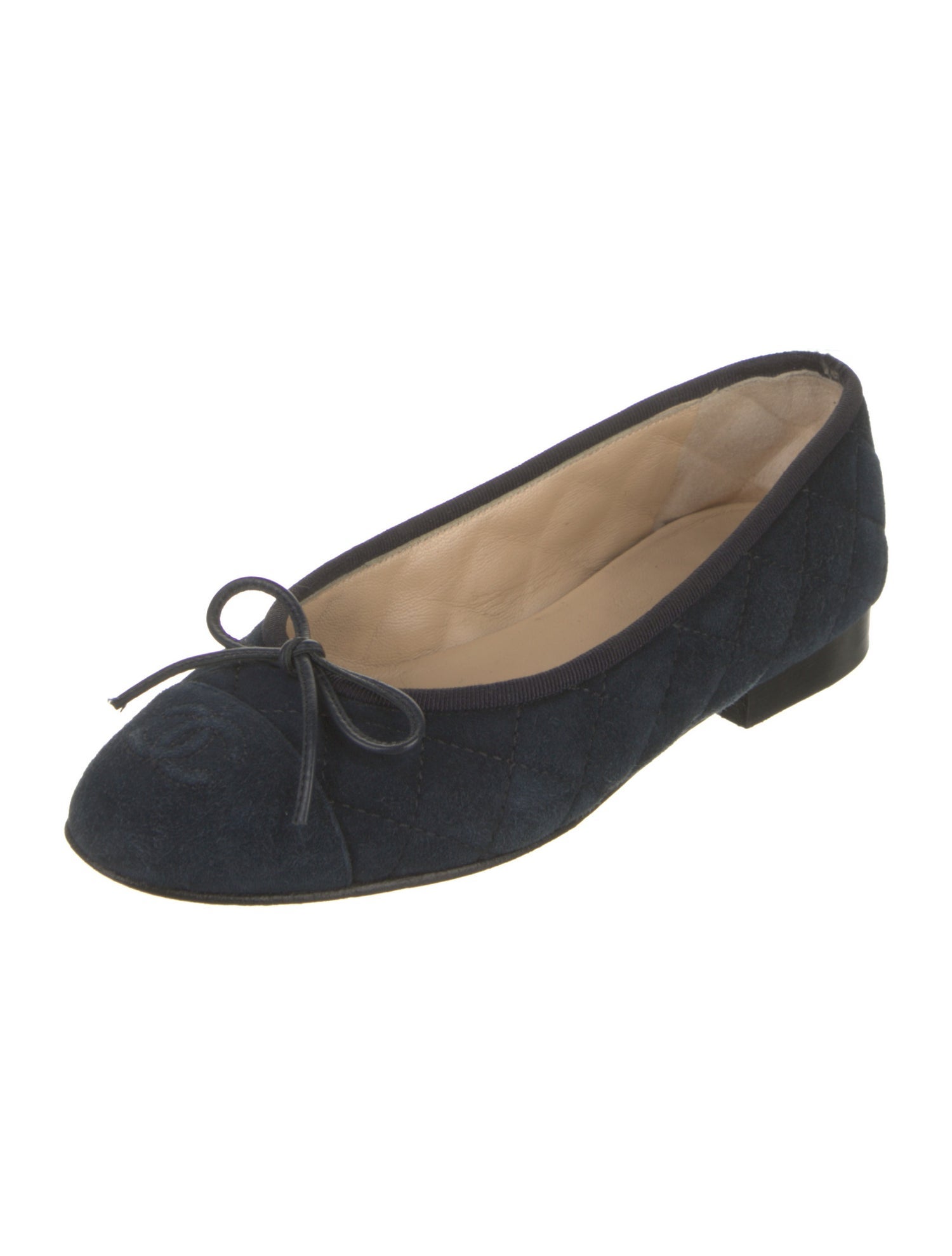 Chanel Interlocking CC Logo Suede Ballet Flats