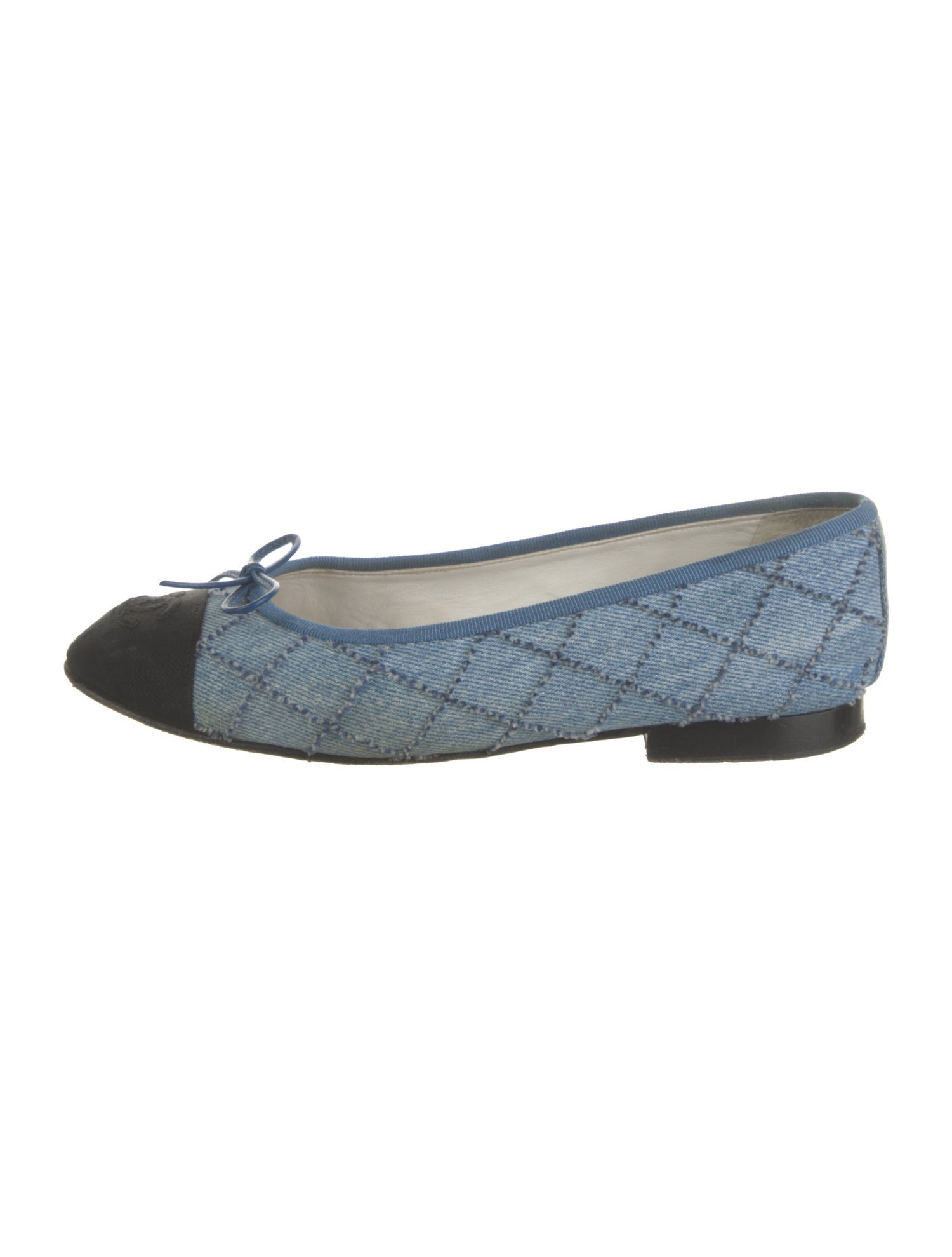 Chanel Interlocking CC Logo Denim Ballet Flats