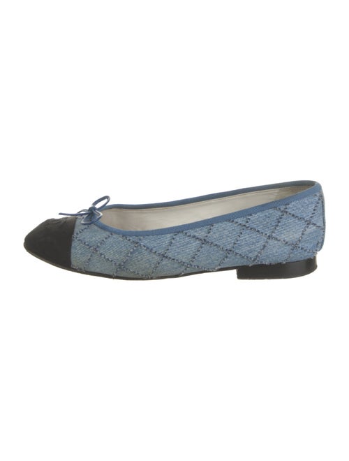 Chanel Interlocking CC Logo Denim Ballet Flats