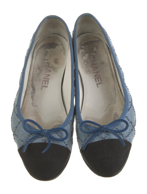 Chanel Interlocking CC Logo Denim Ballet Flats