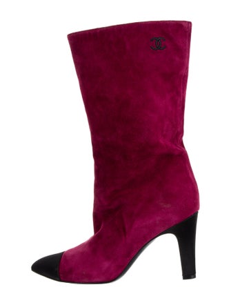 Chanel Interlocking CC Logo Suede Boots