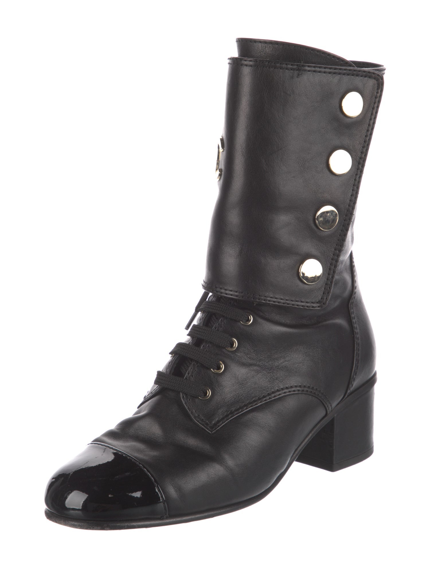 Chanel 2019 Interlocking CC Logo Lace-Up Boots