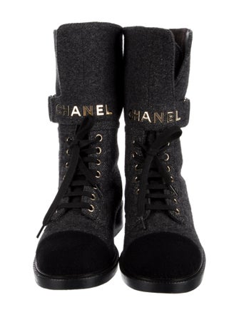 Chanel 2021 Interlocking CC Logo Combat Boots