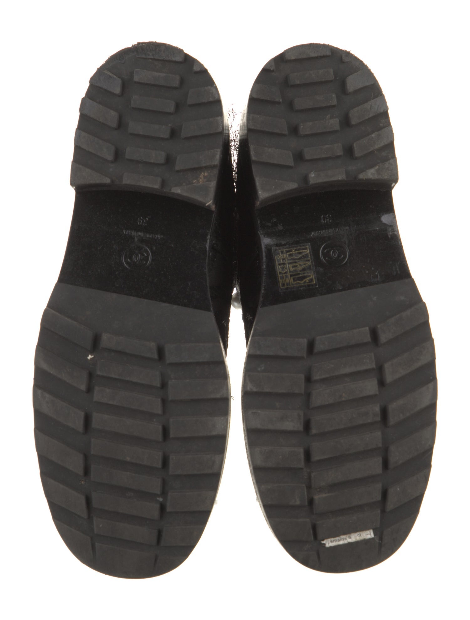 Chanel Interlocking CC Logo Embroidered Accent Combat Boots