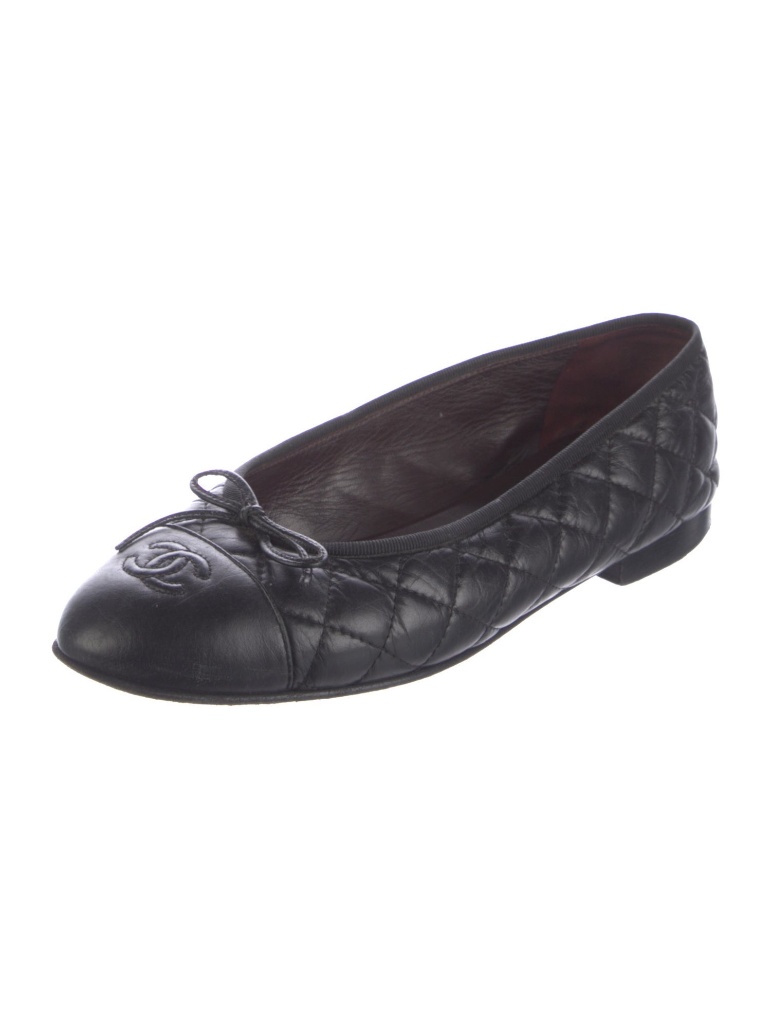 Chanel Interlocking CC Logo Leather Ballet Flats