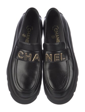 Chanel Interlocking CC Logo Leather Loafers