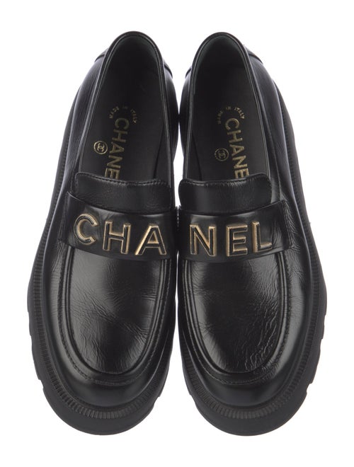 Chanel Interlocking CC Logo Leather Loafers