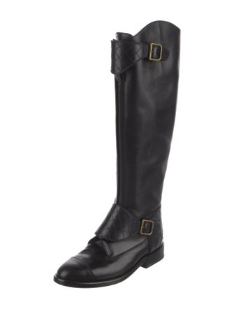 Chanel Interlocking CC Logo Calfskin Riding Boots