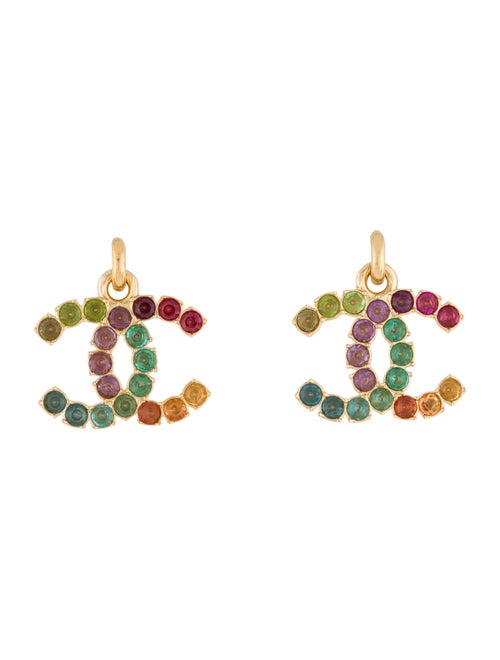 Chanel 2024 Strass CC Drop Earrings