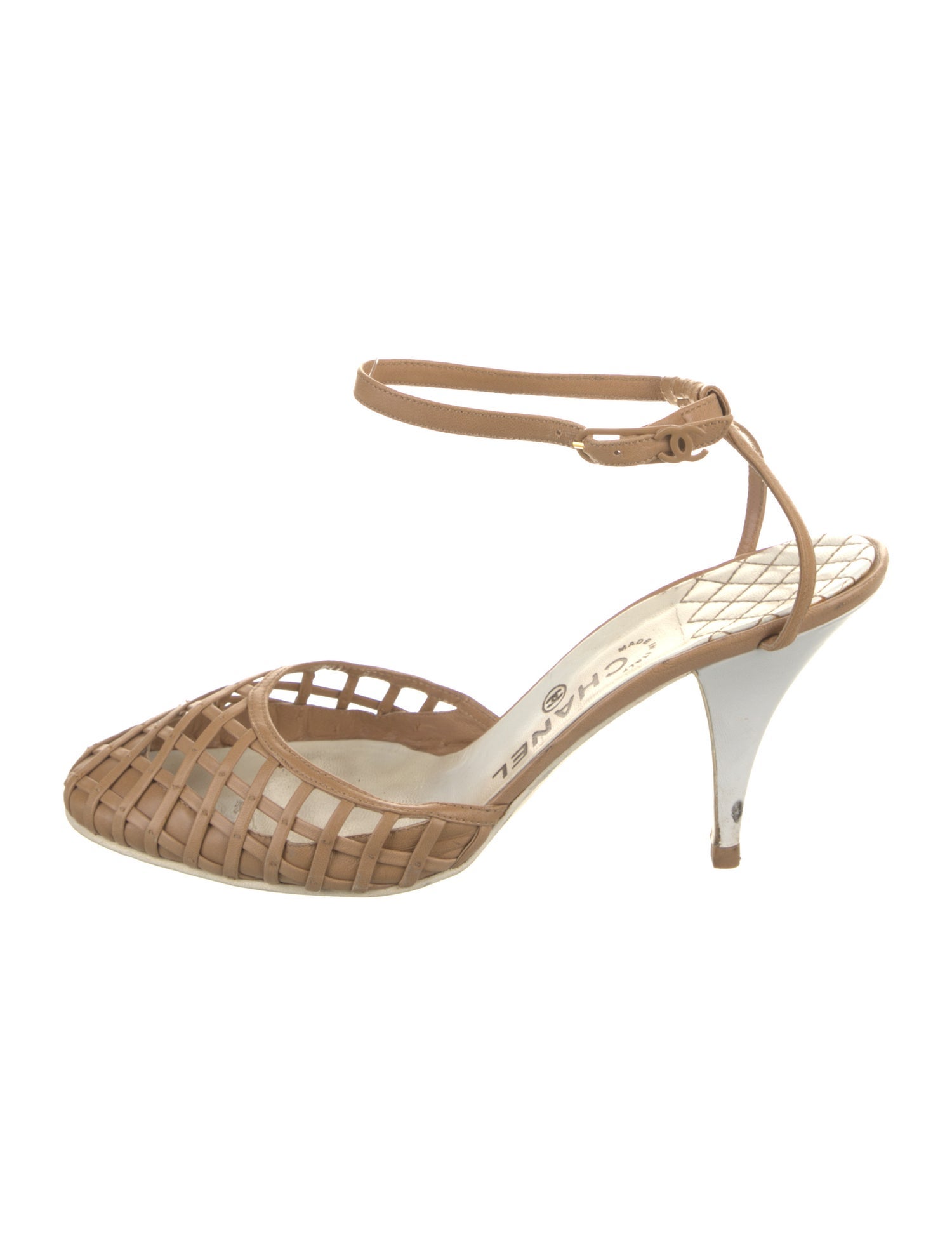 Chanel Interlocking CC Logo Leather Slingback Pumps