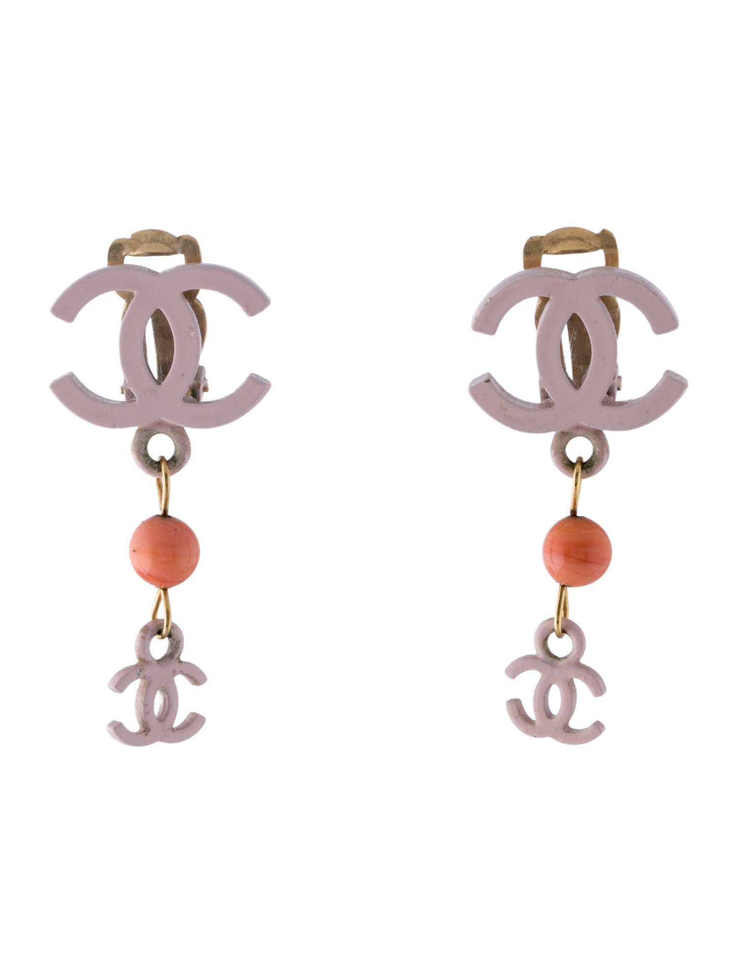Chanel Vintage Resin CC Drop Clip-On Earrings