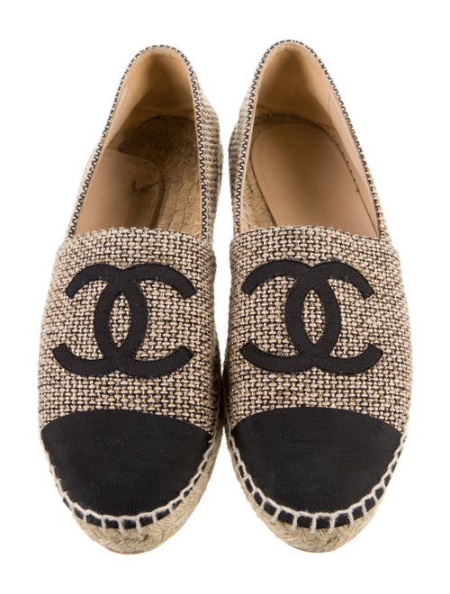 Chanel Interlocking CC Logo Tweed Espadrilles