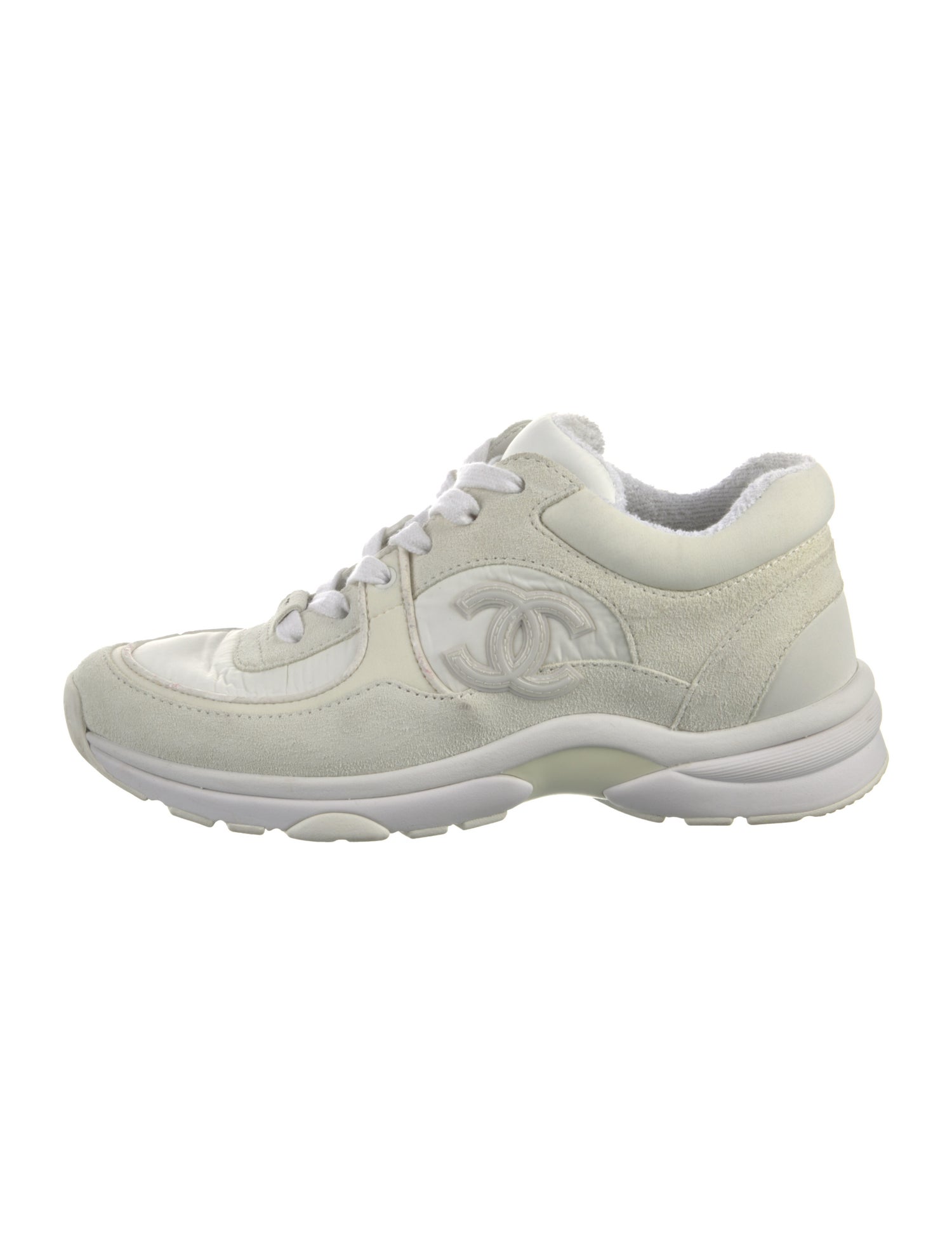 Chanel Interlocking CC Logo Suede Sneakers