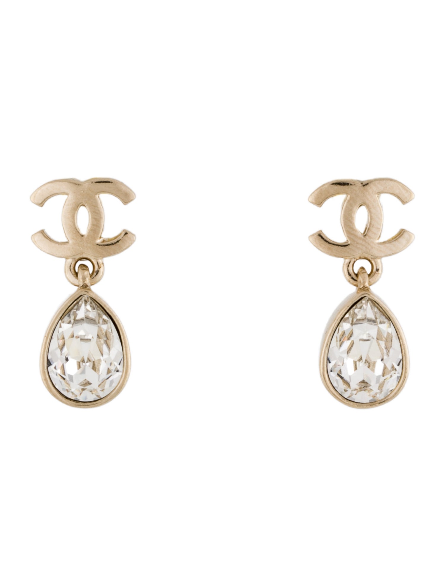 Chanel 2022 Strass CC Drop Earrings