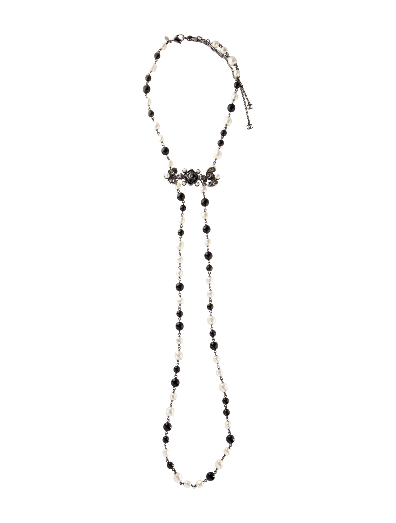 Chanel Faux Pearl, Enamel & Strass CC Lavalier Necklace