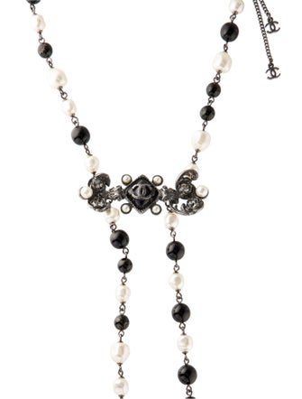 Chanel Faux Pearl, Enamel & Strass CC Lavalier Necklace