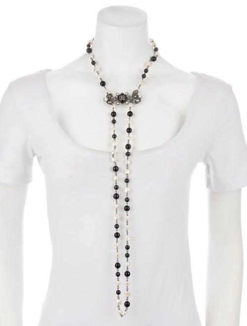 Chanel Faux Pearl, Enamel & Strass CC Lavalier Necklace