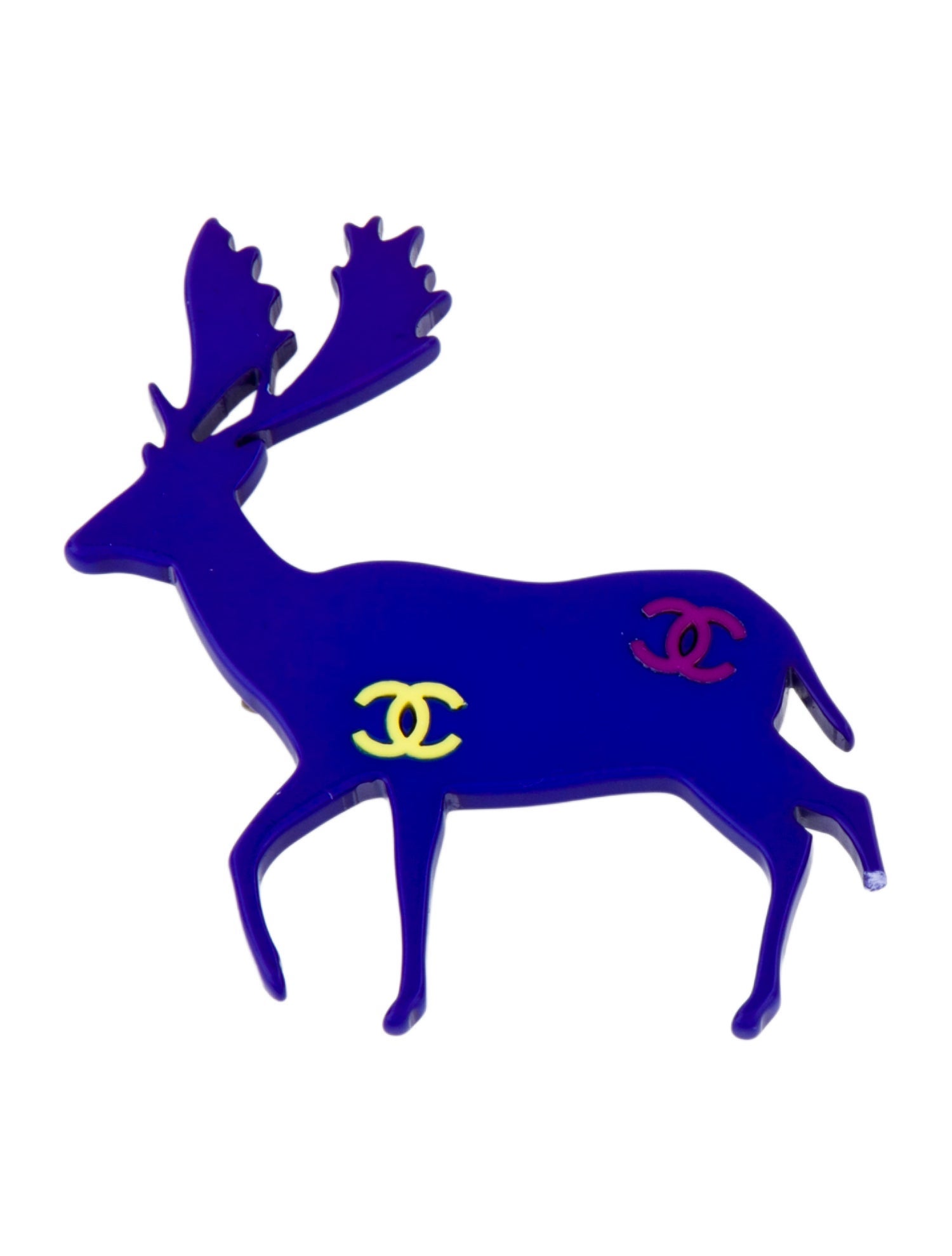 Chanel Vintage Resin CC Deer Brooch