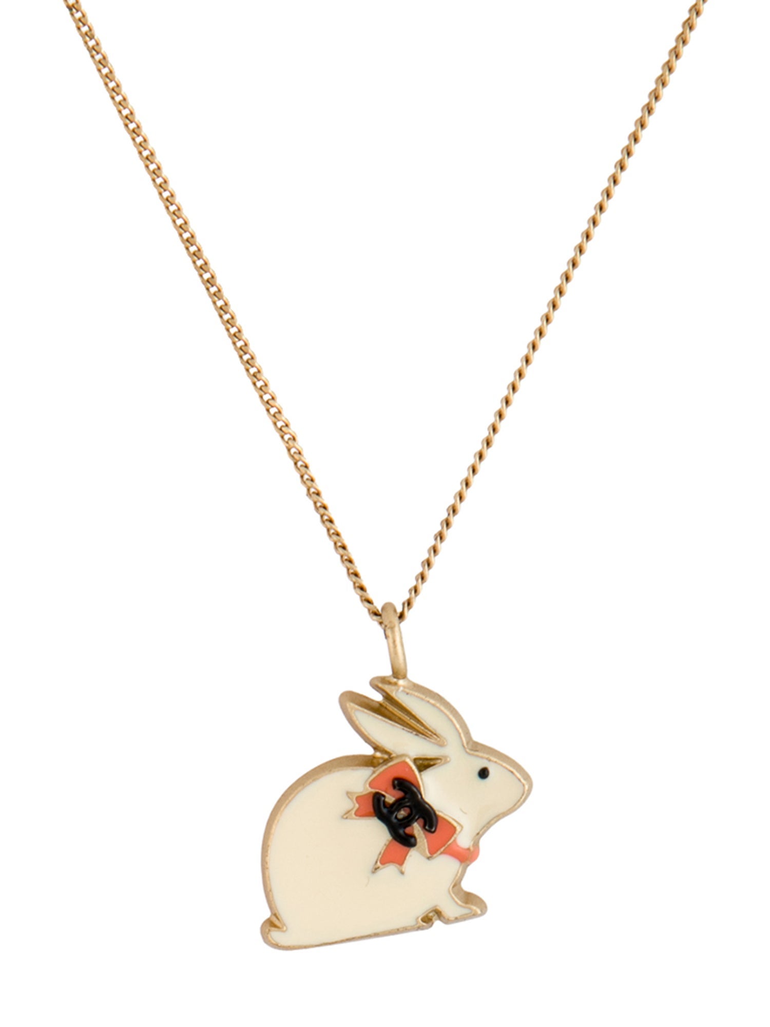 Chanel Resin Bunny CC Pendant Necklace