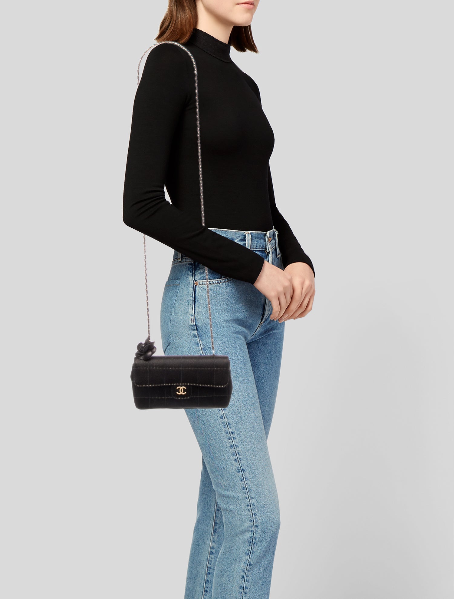 Chanel Extra Mini Square Quilt Camellia Flap Bag